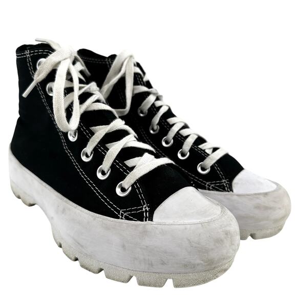 Converse Lugged Chuck Taylor All Star Sneakers High Top Platform Black White 7 - Picture 2 of 7